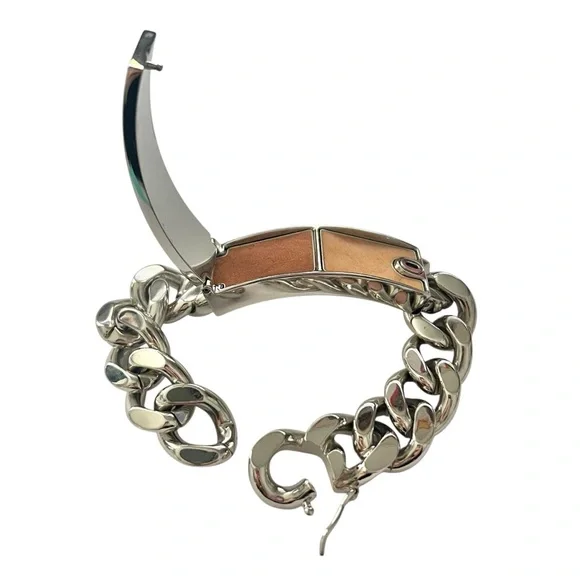 VTG Christian Dior Silver Chain Link Nameplate Logo Lip Gloss ID Makeup Bracelet - Picture 9 of 16